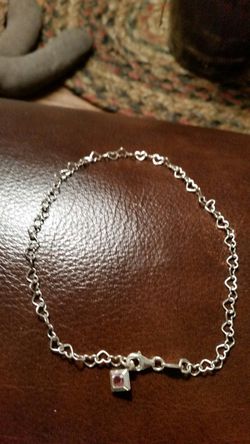 Sterling silver heart chain anklet