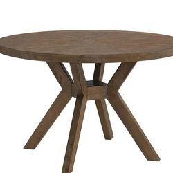 Brown wooden round dinning table with 4 chairs