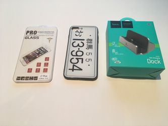 Iphone 7 plus case / screen protector and dock charger