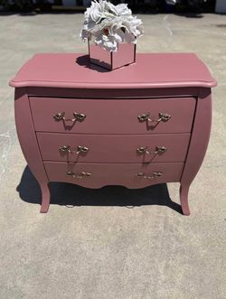 Dusty Rose Pink Bowed Front Accent Dresser