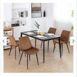 Upholstered Velvet Dining Chair Set of 4. Brown