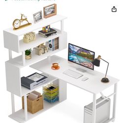 Rotating Computer Desk With 5 Shelves 