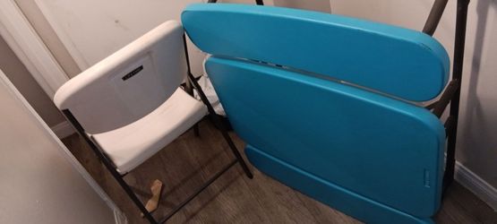 Lifetime table(blue) and lifetime chair ( white)