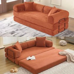 78” Folding Sofa Bed, 5 in 1 Foldable Floor Cloud Couch, Convertible Futon Sofa Sleeper Mattress Bed