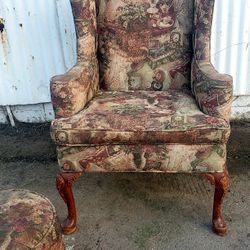 Wingback Chair And Ottoman 