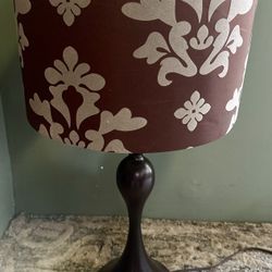Decorative Table Lamp with Brown & Silver Damask Shade