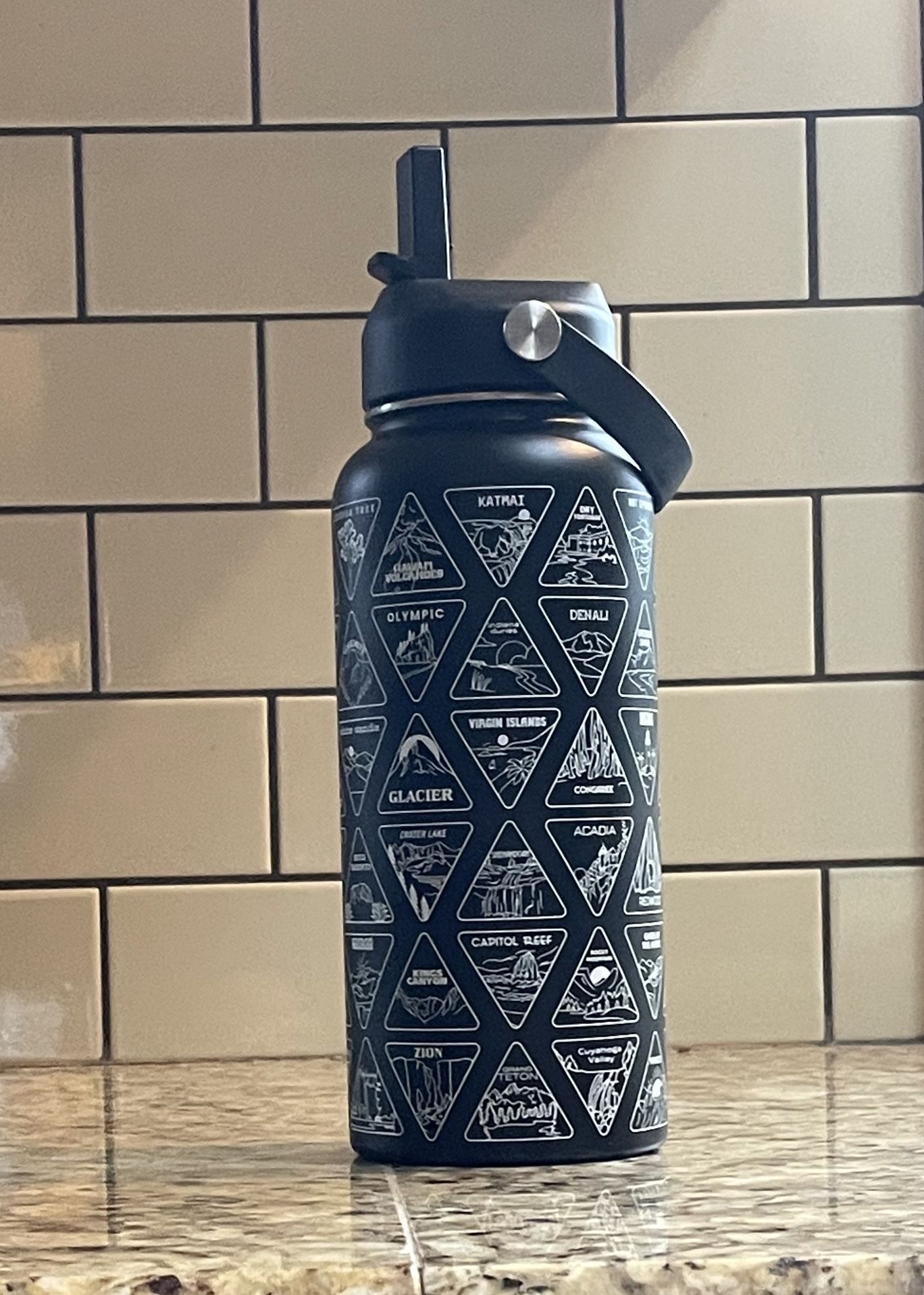 National Parks Water Bottle W/stickers NEW 32oz