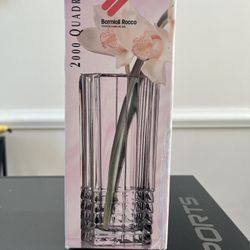 NOS Vintage Bormioli Rocco 2000 Quadro Glass Vase Made in Italy Square Vase