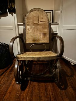 Vintage Wooden & Cane Rocking Chair