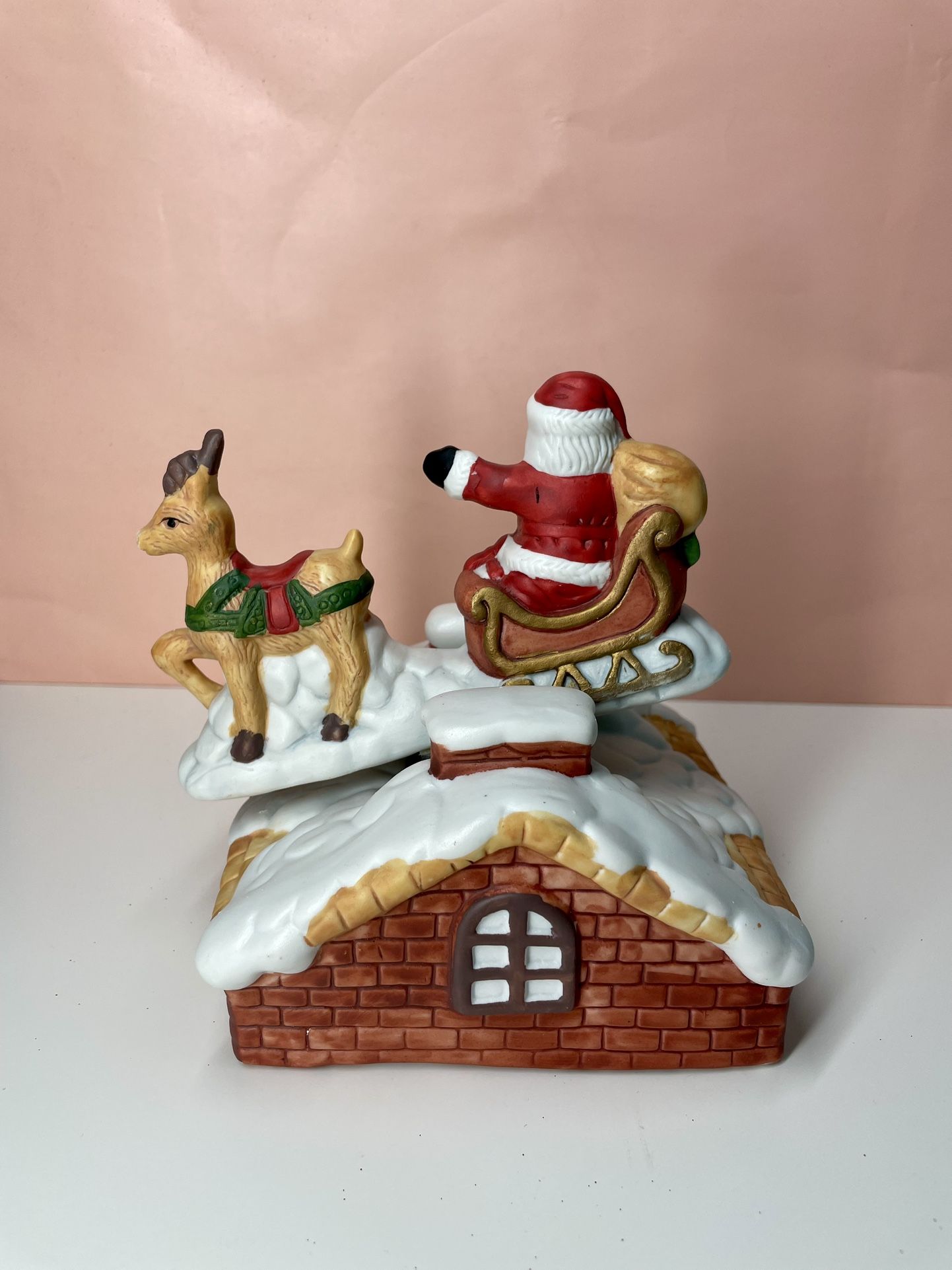 Santa And Rudolph Seesaw Music Box Display For Christmas Decoration