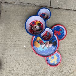 pair of mickey mouse plates