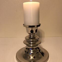 Vintage Andrea by Sadek Chrome Plated 6 1/2” Tall Weighted Pillar Candle Holder