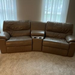 Brown Recliners Sectional Look With Cup Holders