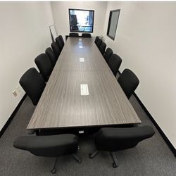 Square Conference Desk With Electrical Outlet
