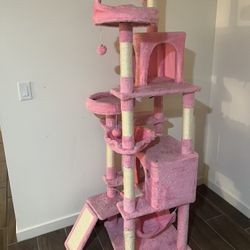 Pink 75 inch tall cat tree