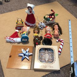 Mixed Vintage Christmas Decorations ( Movable Head Dolls  )