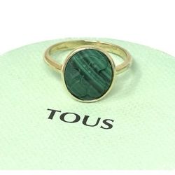 TOUS Vermeil Silver Camee Ring with Malachite Ring - Size 7