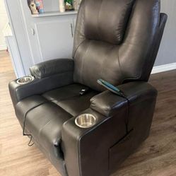 Faux leather armchair with lift, recline, and massage function, like new
