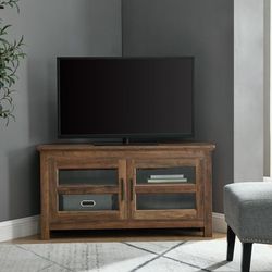 Manor Park Wood Corner TV Stand for TVs up to 48" - Rustic Oak Rustic Oak - 23" H x 44" L x 16" W