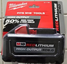 (1) NEW IN PACK Milwaukee M18 48-11-1865 6.0 AH Battery 18V XC High Output 18V