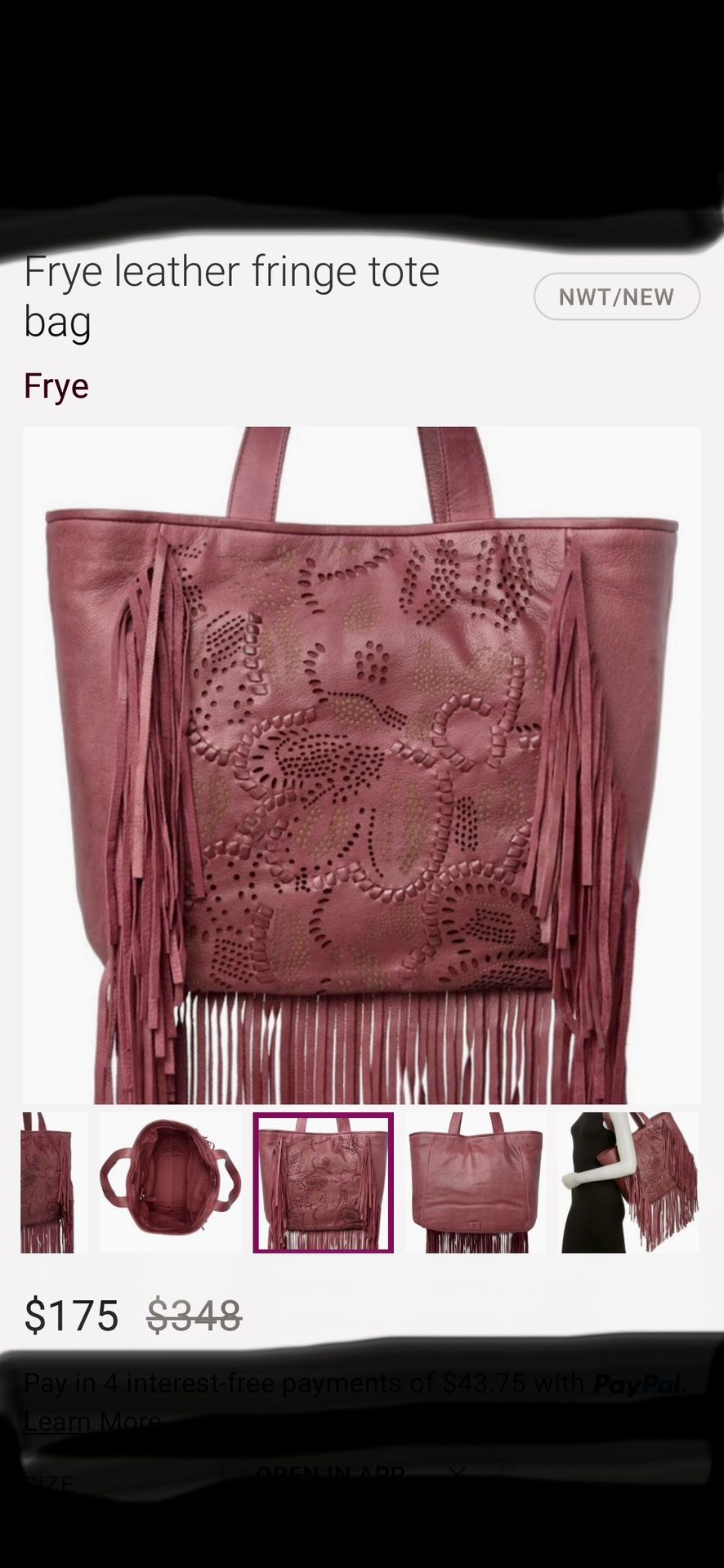 FRYE LADIES LEATHER FRINGE BAG $100 OBO