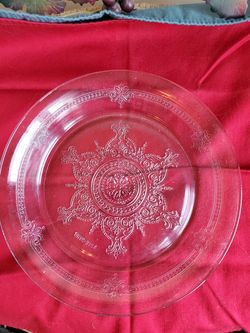 Vintage Fire King etched snowflake design pie plate