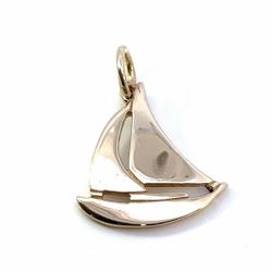 Woman’s Ladies 14k Yellow Gold Sailboat Boat Charm Pendant For Necklace GP3084141