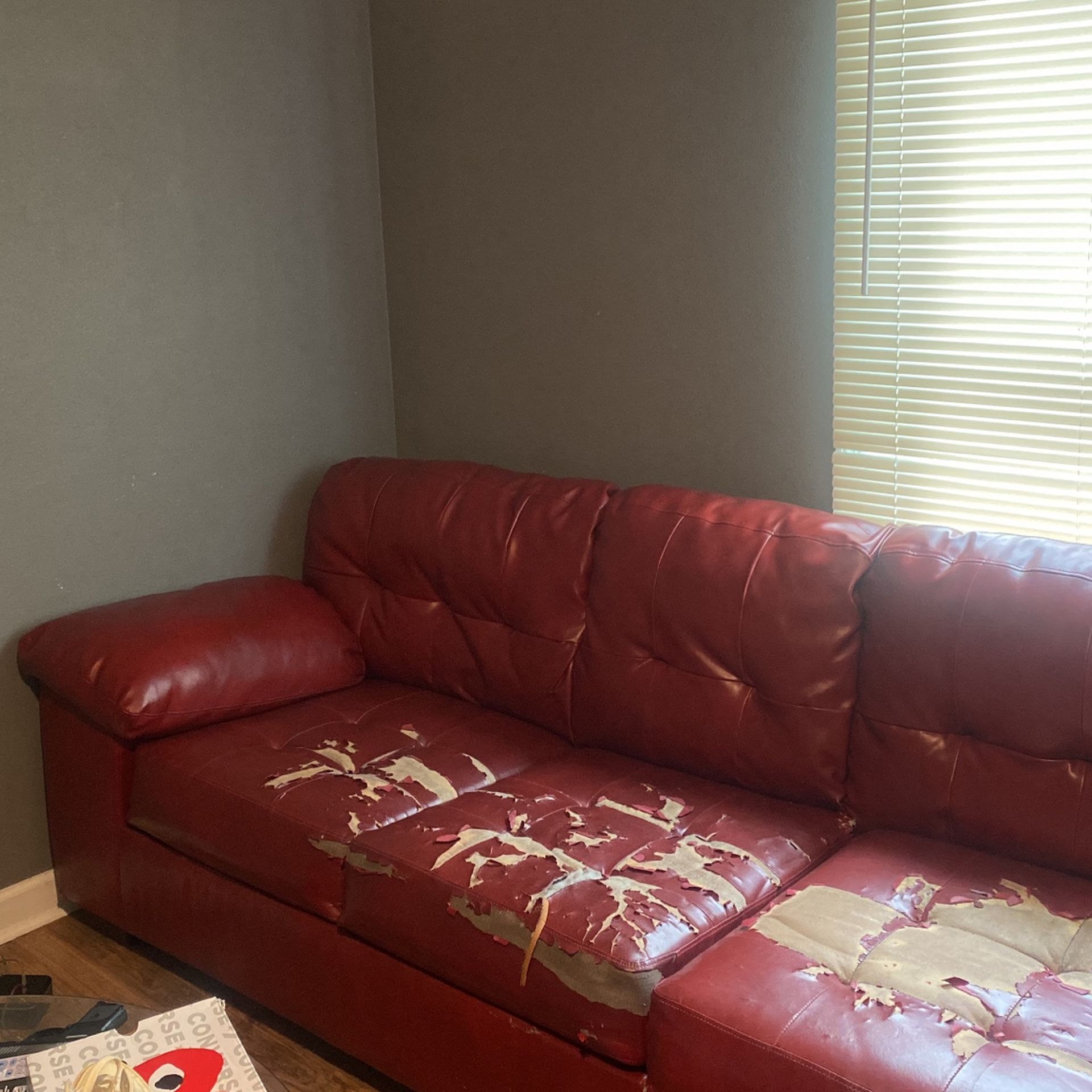 Red Couch - Tears In Comfort seats repairable