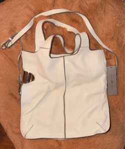 Halston Heritage Cream Leather Tote Bag