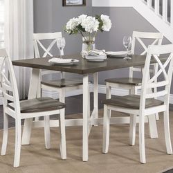 Troy Antique White And Cherry 5 Piece Dining Set