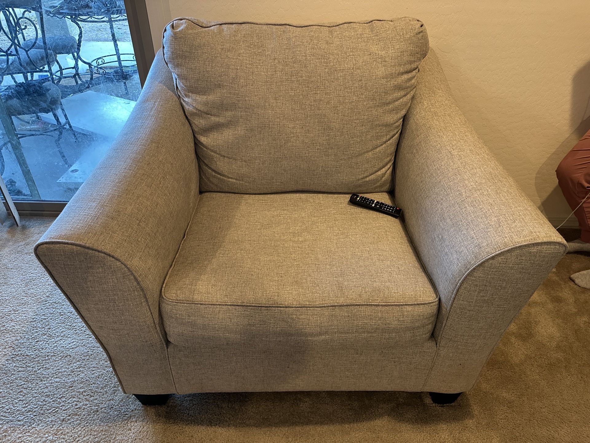 Light Grey Fabric Oversized Arm Chair with matching Ottoman