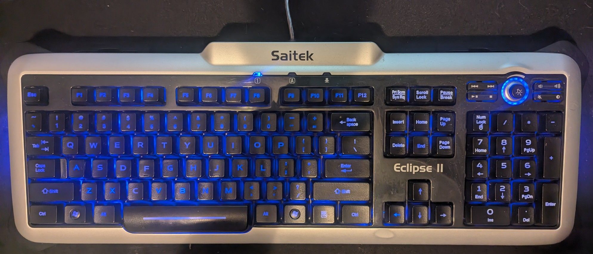 Saitek Eclipse II Illuminated Keyboard Used, Tested, and Works!