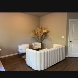 Velvet Sofa And Two Chairs