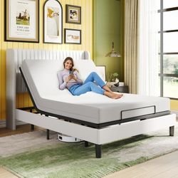 Basic Queen Size Ergonomic Adjustable Bed Frame Base with Upgraded Motor 2.0, Independent Head & Foot Incline, Wireless Remote Control, Base Only