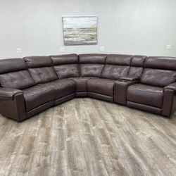 Delivery Available Leather Power Reclining Sectional Sofa