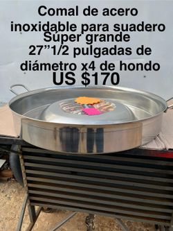 Comal De Acero Inoxidable Para Suadero, Extra Grande