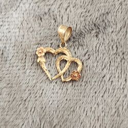 14K GOLD DOUBLE HEART PENDANT 