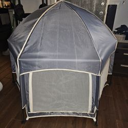 Portable Baby Playpen with Canopy - Grey - Lightweight & Foldable - Open Box / Never Used