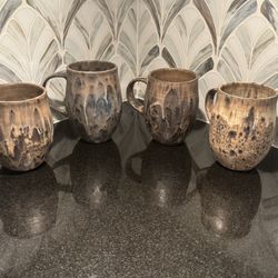 Set Of 4 Stoneware Mugs Handmade 