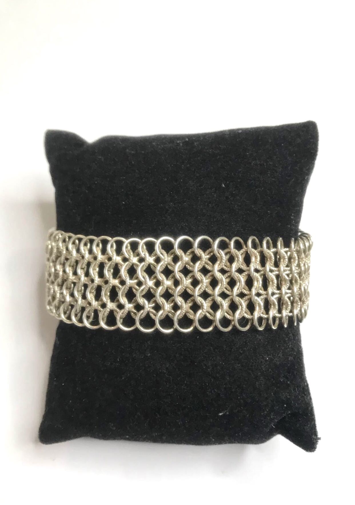925 Sterling Silver Mesh Bracelet With Magnetic Clasp Size 8”