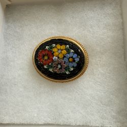 Micro Mosaic Italian Brooch 