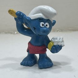 Smurfs 20108 Sauna Smurf Bath Soap Vintage Figure PVC Toy 80s Figurine Peyo