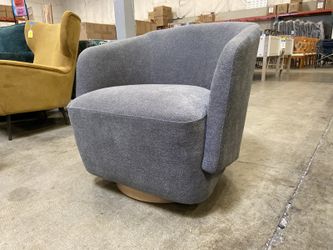 LIVING STYLE Grey Boucle Swivel Accent Chair with Rounded Edges
