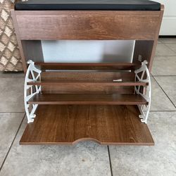 Shoe Storage Benches with Flip Drawer, Wood Entrance Way Furniture Shoe Organizer Bench for Entryway