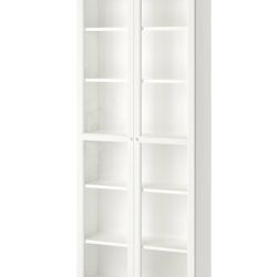 IKEA Billy Oxberg With Glass Doors With 2x Extended Height Billy Bookshelves