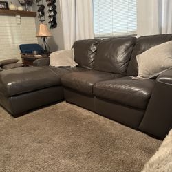 Leather Sofa With Lounger