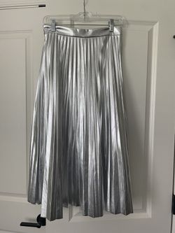 Silver Foil Pleated Skirt