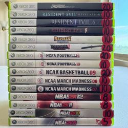 Xbox 360. NBA 2K. NCAA Football. Resident Evil