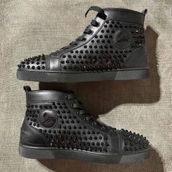 Christian Louboutin Louis Flat Calf Spikes Black Size 45.5