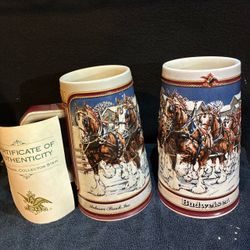 Budweiser Clydesdale Collector Beer Steins with COA